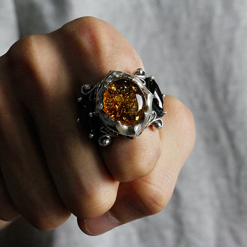 Amber & Black Gemstone