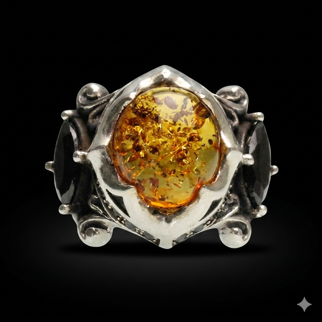 Amber & Black Gemstone